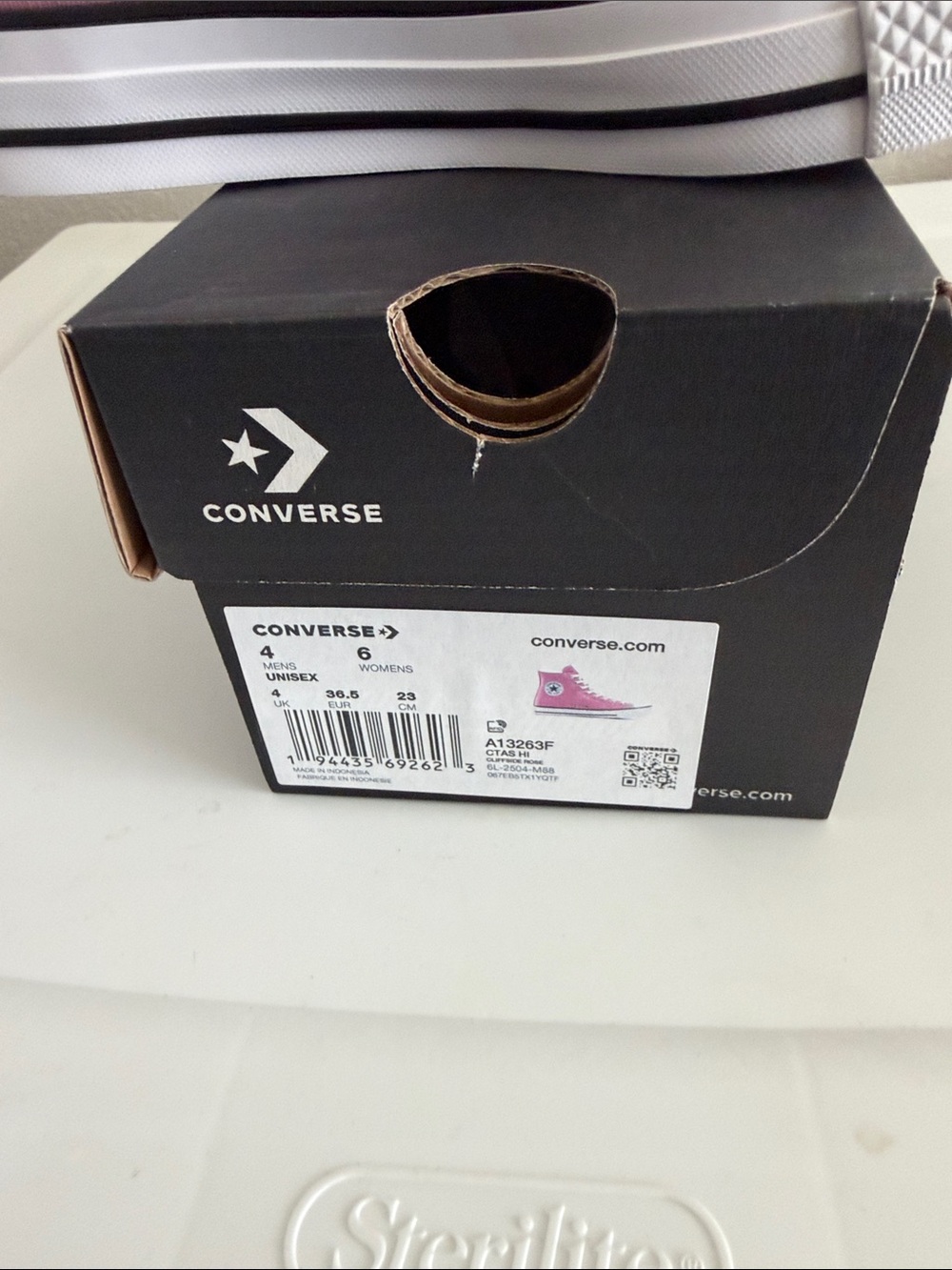 Converse Women’s Pink High-Top Sneakers with White Soles - Picture 5 of 5